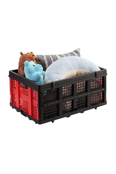 Lawazim 56×40×26 cm Foldable Crate – Ventilated Plastic Storage 20 kg Capacity & Ergonomic Handles