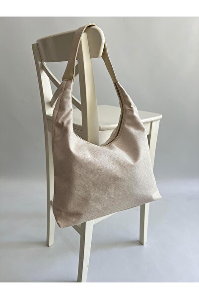 Mia Collection Καλοκαιρινό σκούρο μοντέλο και γυναικεία τσάντα ώμου λινό κρέμα