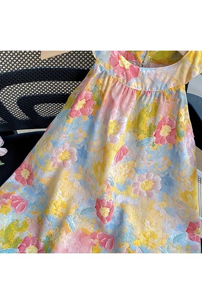 darko Floral Dress Girl's Dress Gift Little Girl Baby Dress Colorful Floral Pattern British Style