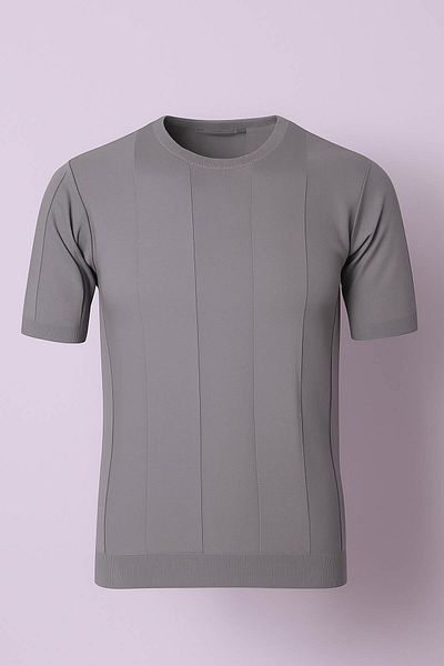 trender Tricou pentru bărbați cu decolteu O, gri 100-4015