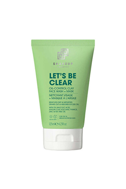 ShakeUp Cosmetics Gel de curățare și mască de argilă pentru ten gras pentru bărbați, Let's Be Clear, SHAKEUP Cosmetics, 125 ml