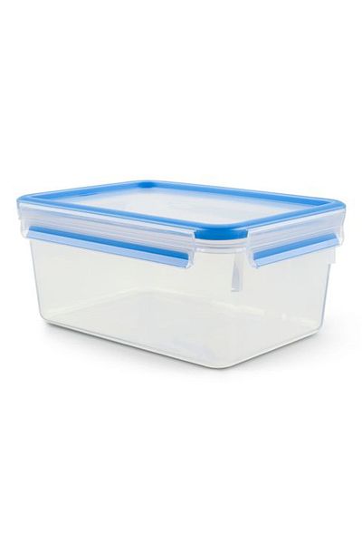 TEFAL Masterseal Fresh Plastic Rectangle Food Container, 2.3L, Clear/Blue