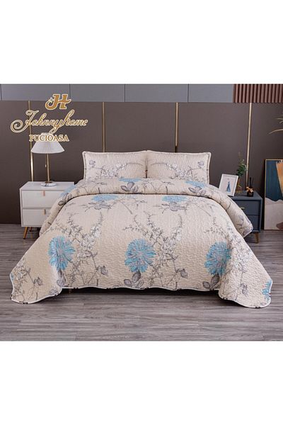 OEM Double bedspread with TWO-SIDED pattern, quilted, Satin Cotton