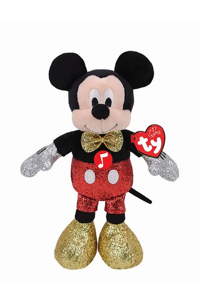 TY PLUS TY 20CM BEANIE BABIES DISNEY MICKEY WITH SOUNDS AND CLIPS