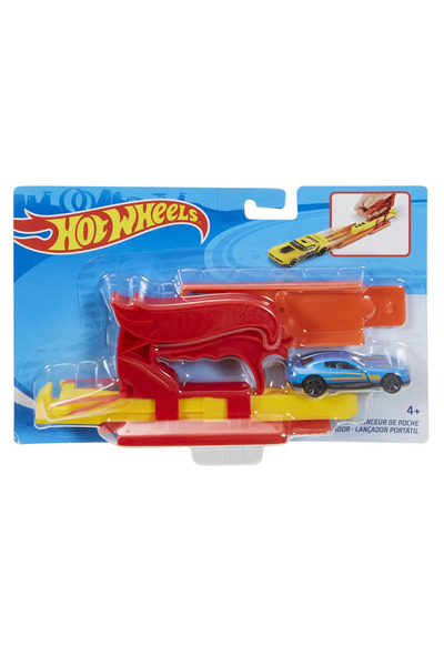 mattel HOT WHEELS КОМПЛЕКТ LANSATOR PORTABIL ROSU SI MASINUTA