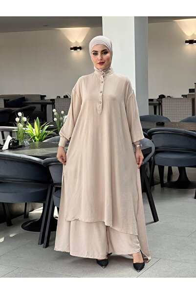 Esre Store 4533 - طقم حجاب مزدوج بيج