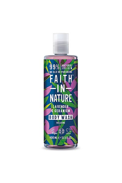 Faith In Nature Gel de duș natural, relaxant cu lavandă și geranium, Faith in Nature, 400ml