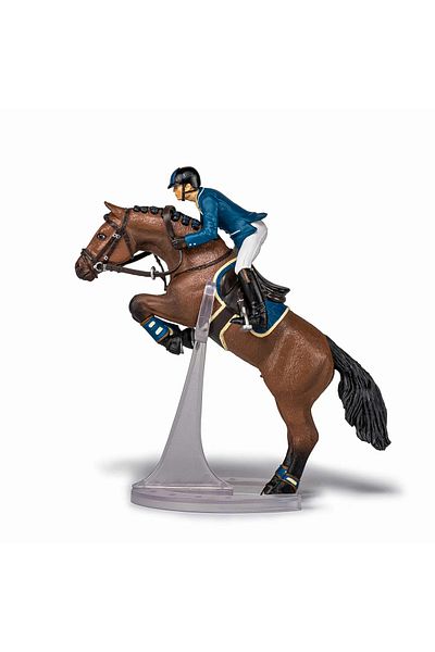 As PAPO FIGURINE SET JOCKEY AND JUMPING HORSE