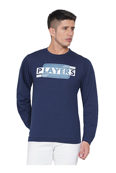 LAUREN SMITH تي شيرت رجالي كاجوال برقبة دائرية وأكمام طويلة وطبعة لوبير، مصنوع من مزيج القطن