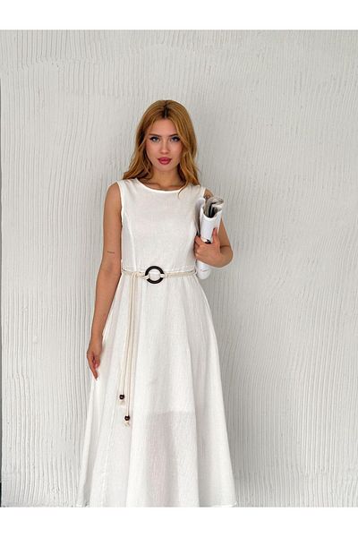 MODAMOR Ring Belt Detail Dress White