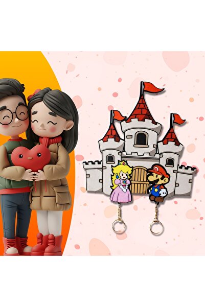 modacepte Kişiye Özel Çift Sevgili Ev Duvar Askılı Anahtarlık 6 Mm Ahşap Laze...