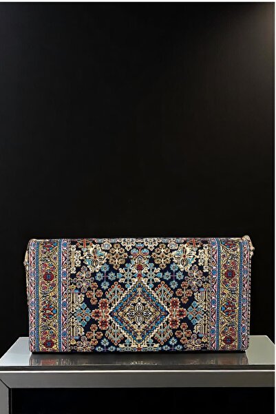 MODA حقيبة كتف وحقيبة يد نسائية من القماش المنقوش بسجادة عرقية - تصميم أنيق مع حزام سلسلة