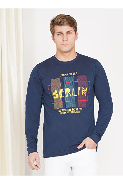 LAUREN SMITH تي شيرت رجالي كاجوال برقبة دائرية وأكمام طويلة وطبعة لوبير، مصنوع من مزيج القطن