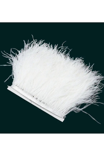 Massaltay Beyaz Deve Kuşu Tüyü Şerit – 9 cm Yükseklik, 1 Metre – Doğal ve Zarif Süsleme Malzemesi