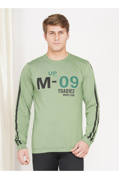 LAUREN SMITH تي شيرت رجالي كاجوال برقبة دائرية وأكمام طويلة وطبعة لوبير، مصنو...