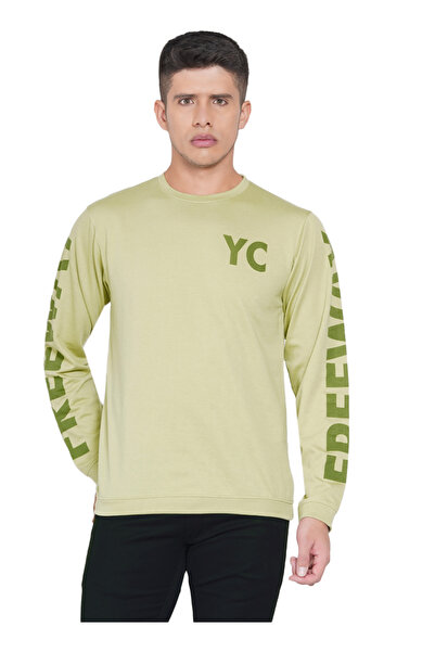 LAUREN SMITH تي شيرت رجالي كاجوال برقبة دائرية وأكمام طويلة وطبعة لوبير، مصنوع من مزيج القطن