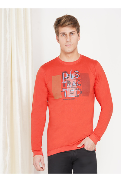 LAUREN SMITH Men’s Looper Print Full Sleeve T-Shirt Casual Round Neck Cotton Blend Tee