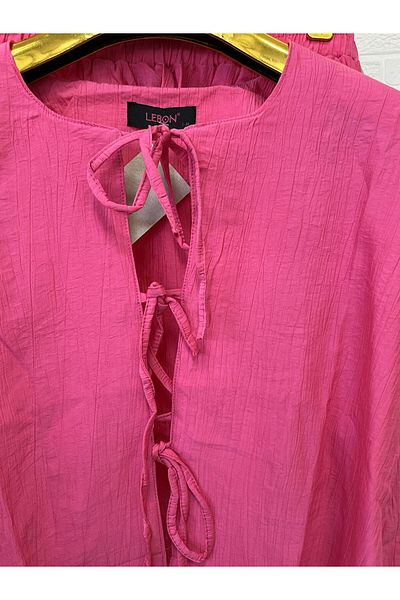 Zeynep Butik Strawberry Fabric Tie Front Skirt Suit 1807