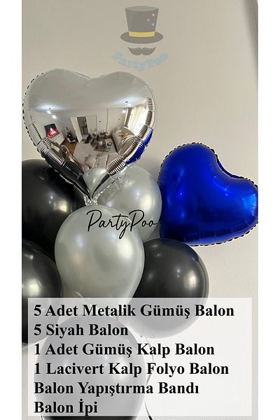 PartyPoo 13 Pieces Metallic Heart Balloon Set Birthday Bride to Be Party Foil Balloon Set Party Set
