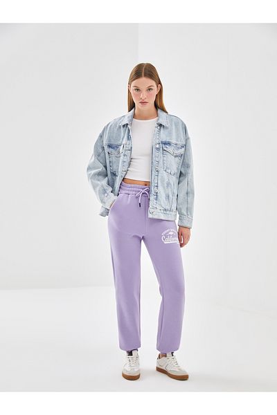 LC Waikiki Pantaloni de trening pentru femei cu imprimeu cu talie elastică