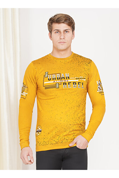 LAUREN SMITH تي شيرت رجالي كاجوال برقبة دائرية وأكمام طويلة وطبعة لوبير، مصنو...