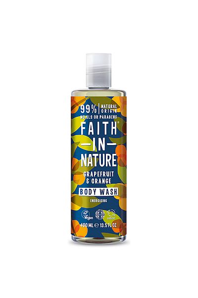 Faith In Nature Gel de duș natural, energizant, cu grapefruit și portocală, Faith in Nature, 400 ml