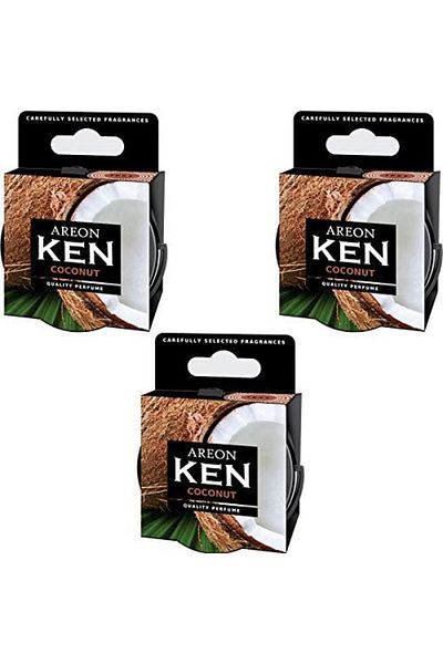Areon Ken Air Freshener Tin Coconut Car Fragrance Car Fragrance Tin Home Freshener 3D Set (Coconut P