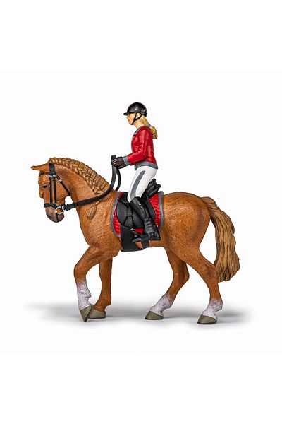 As PAPO FIGURINE SET HORSE RIDING HORSE AND JOKER IN RED JACKET