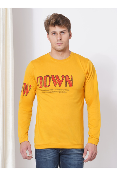 LAUREN SMITH تي شيرت رجالي كاجوال برقبة دائرية وأكمام طويلة وطبعة لوبير، مصنو...