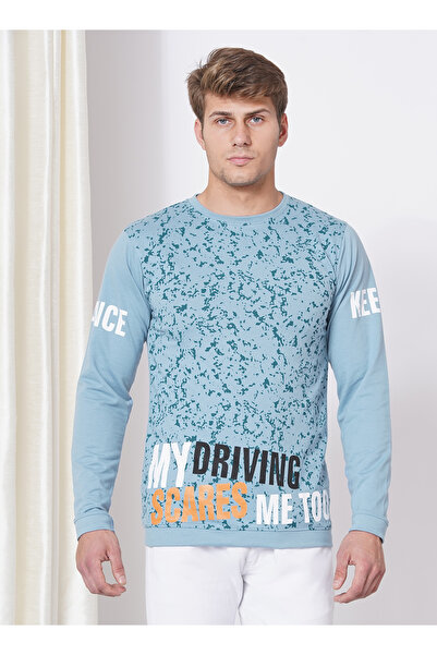 LAUREN SMITH تي شيرت رجالي كاجوال برقبة دائرية وأكمام طويلة وطبعة لوبير، مصنو...