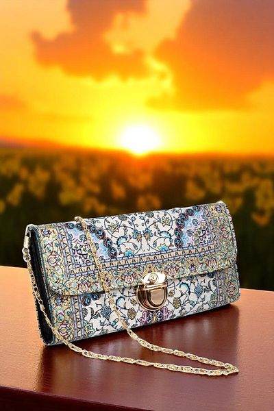MODA Women's Ethnic Carpet Patterned Fabric Shoulder and Hand Bag – Stylish Design with Chain Strap