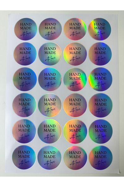 cakaybu Hand Made Hologram Sticker (24 Pieces - 4.4 cm) |   Packing and Shipping Label