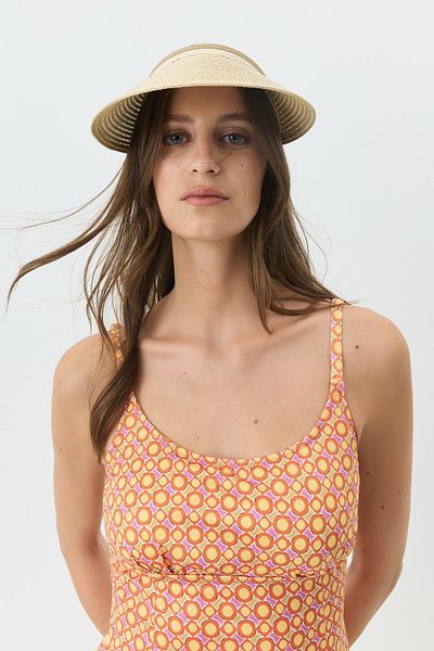 C&City Visor Straw Beach Hat Y8200 Light Beige