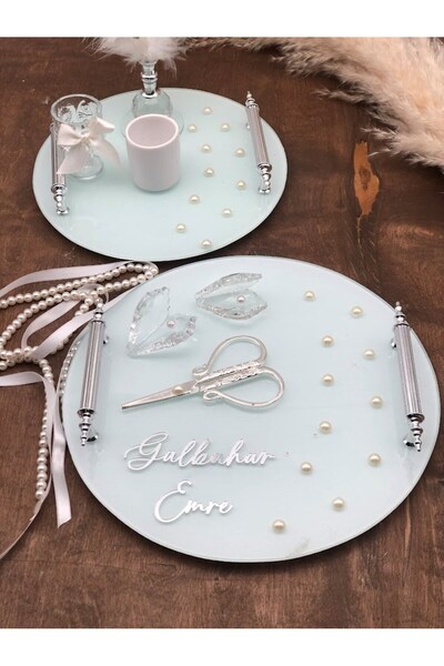 Masalsı Concept Söz Nişan Tepsisi Takımı Damat Kahvesi Tepsisi İkili Set Ve Ü...