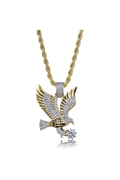 xUPING Lant cu pandantiv in forma de vultur, cristale zirconia, placat cu aur...