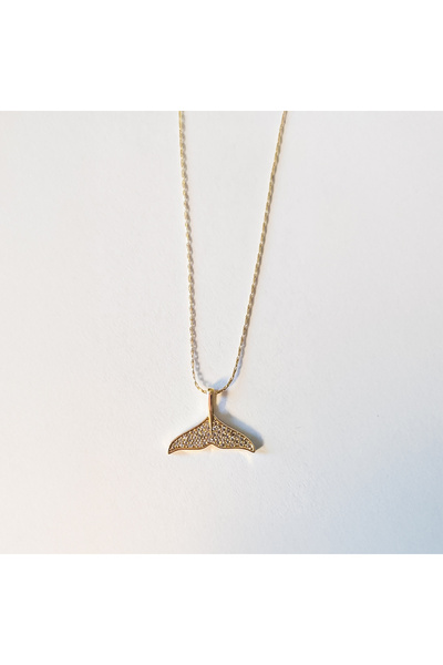 OLEN Balina Kuyruğu Figürlü Zirkon Taşlı Çelik Kadın Kolye