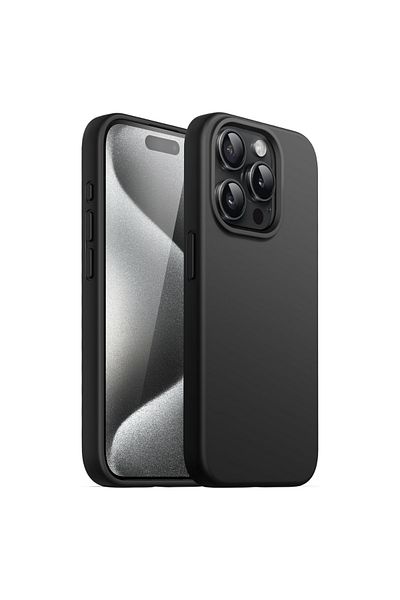 OEM Husă pentru iPhone 15 PRO din silicon catifelat cu interior din microfibră - Negru