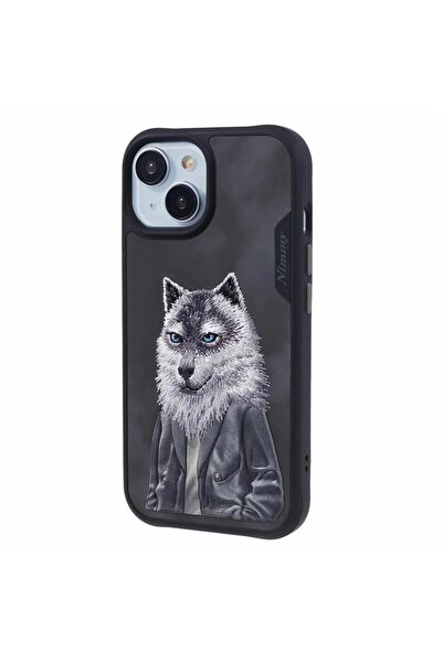 Nimmy iPhone 15 Uyumlu 3D Kıyafet Kurt Detaylı Nakış İşlemeli Kabartmalı Fash...