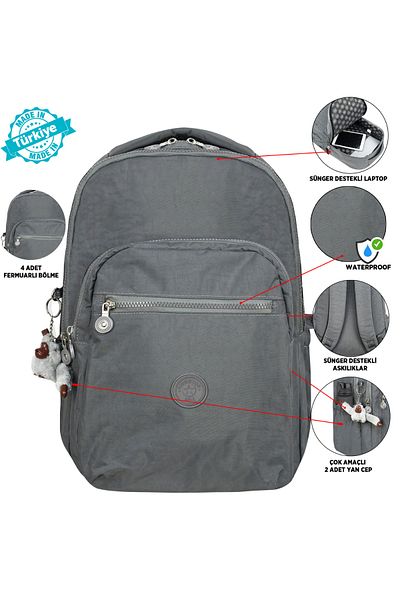 Kingston Hill Crinkle Fabric Lightweight Backpack - Suitable for School/Daily Use, Waterproof, Multi-Compartment