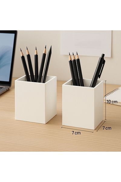 Pleksi Marketi White Acrylic Pen Holder Desktop Organizing--2 Pcs--