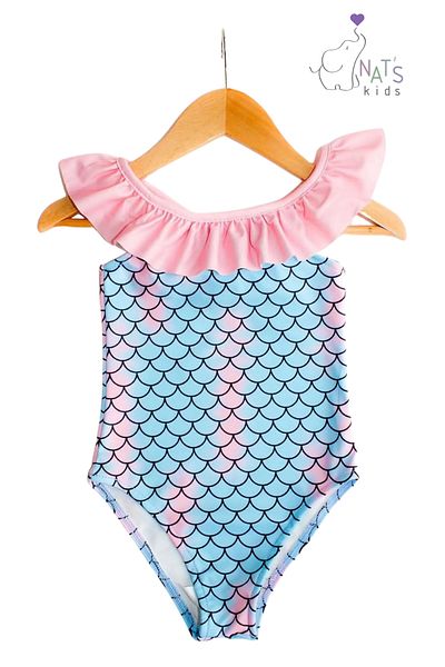 NATS KİDS Girl's Swimsuit with Cross Ruffle Strap