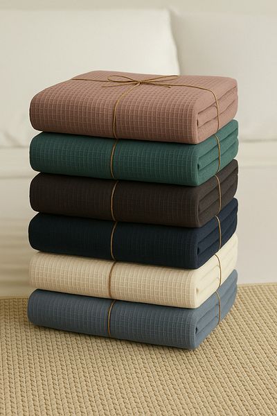 CANDAN ÇEYİZ Double Pike Summer 100% Cotton Anti-Sweat Natural Waffle 200X235 Summer Pike