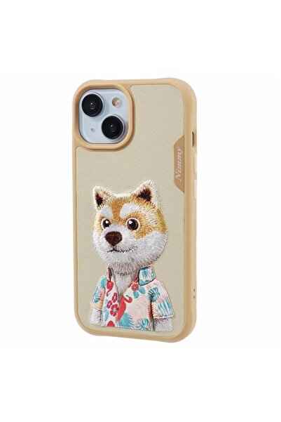 Nimmy iPhone 15 Uyumlu 3D Kıyafet Shiba Detaylı Nakış İşlemeli Kabartmalı Fas...