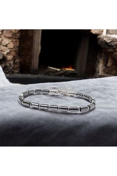 AKSESUARIM Pipe Hematite Steel Chain Bracelet