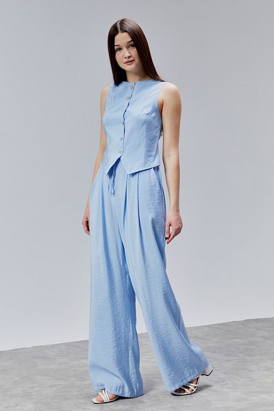 DEDAR Tekstil Vest and Wide Leg Pants Woven Bottom-Top Set