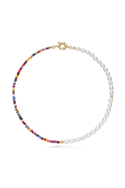 xUPING - Colier cu mărgele și perle colorate, 45 cm, închizătoare aurie