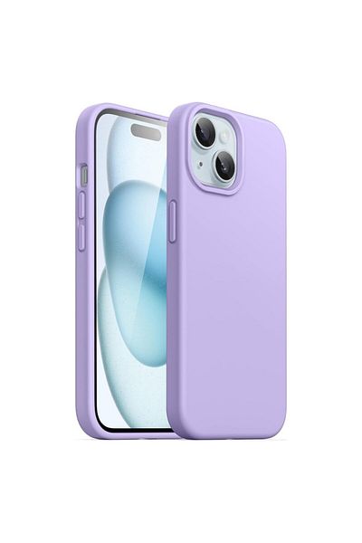 OEM Husă din silicon catifelat pentru iPhone 15 cu interior din microfibră - Mov