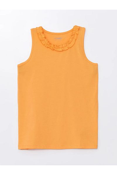 LC Waikiki Lcw Kids Ecru Crew Neck Ruffle Detailed Girl's Undershirt