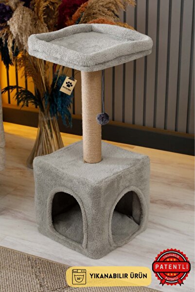 PATİSTORE Yıkanabilir Kedi Tırmalama Ve Oyun Evi Bodrum