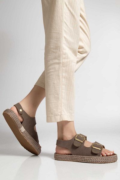 Kartezyen New Season Ital Material Does Not Sweat, Does Not Make Noise, Artificial Leather Rope Detailed Daily Slippers